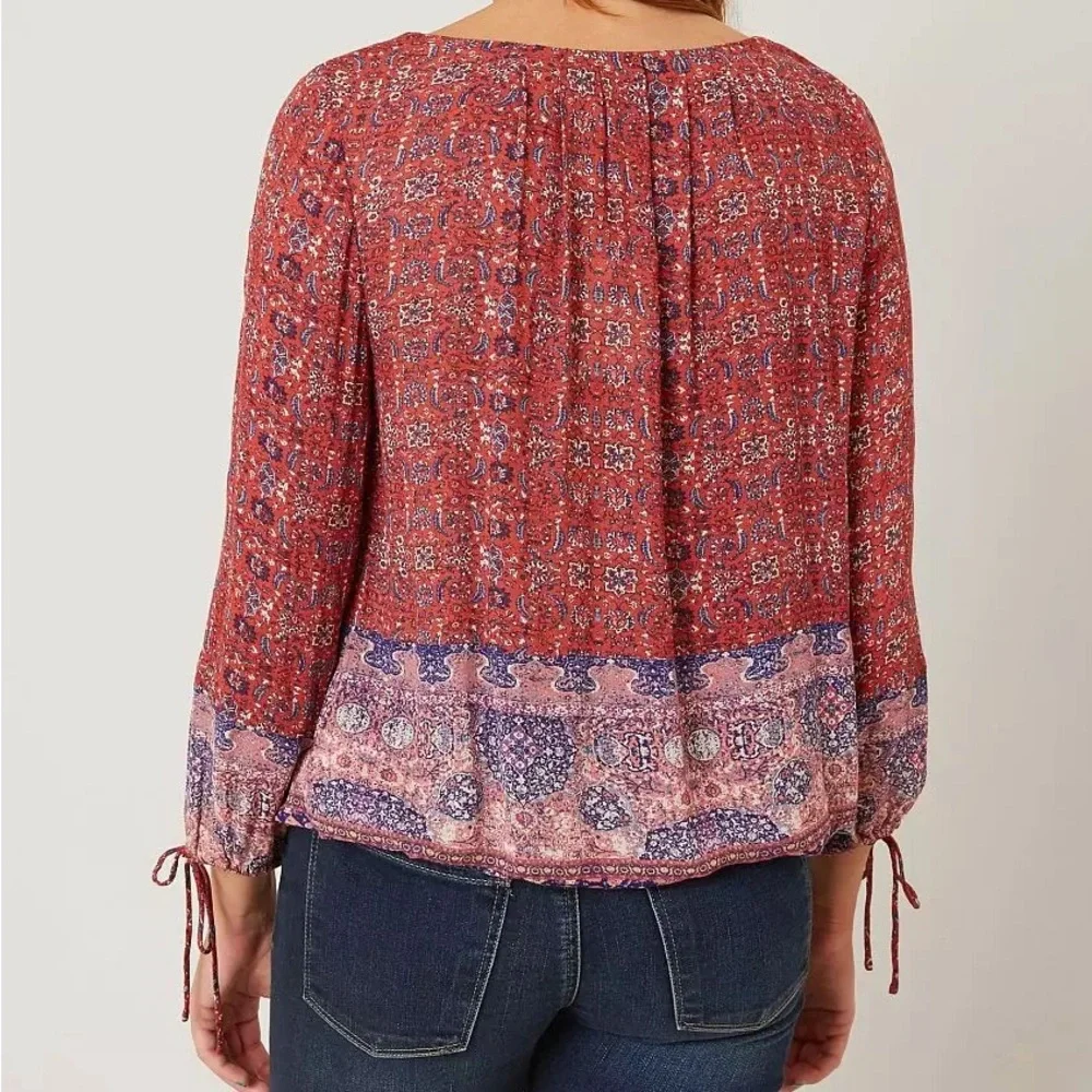 Boho Tapestry Print Peasant Blouse - Picture 3 of 11